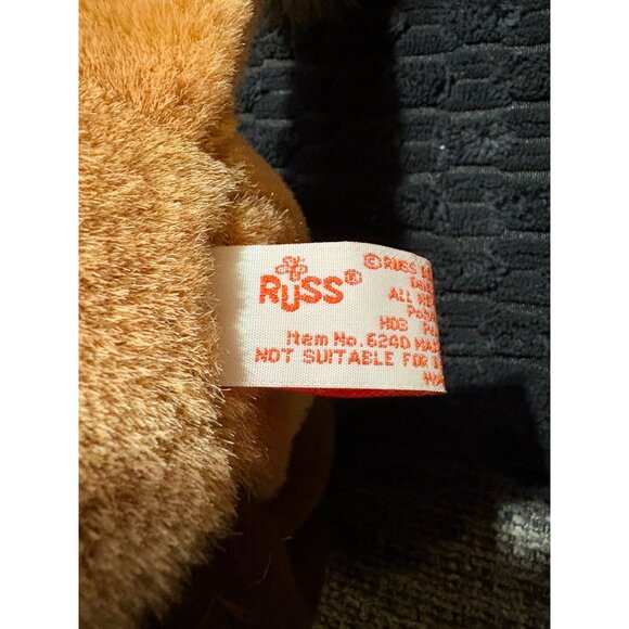 Russ Holiday Christmas Plush Moose Stuffed Animal With Plaid Bow 6200 Brown & Ta - Picture 3 of 8